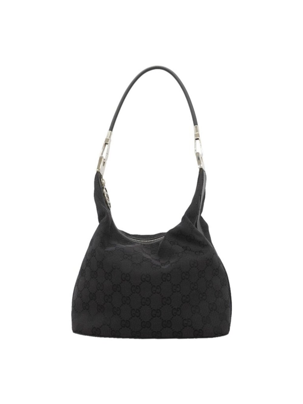 Gucci Shoulder Bag GG Canvas Black Silver